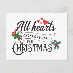 Invitation Carte Postale Tous les cœurs rentrent à la maison pour Noël