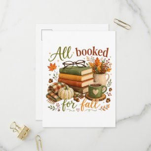 Invitation Carte Postale Tous réservés pour les livres d'automne Coffee Coz