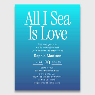 Invitation Carte Postale Tout ce que je vois est Amour Retro Bleu Baby Show