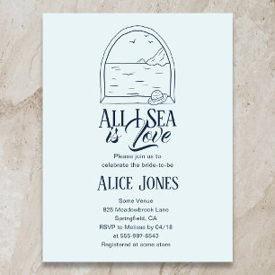 Invitation Carte Postale Toute la mer est amour Vintage Shower de mariage b