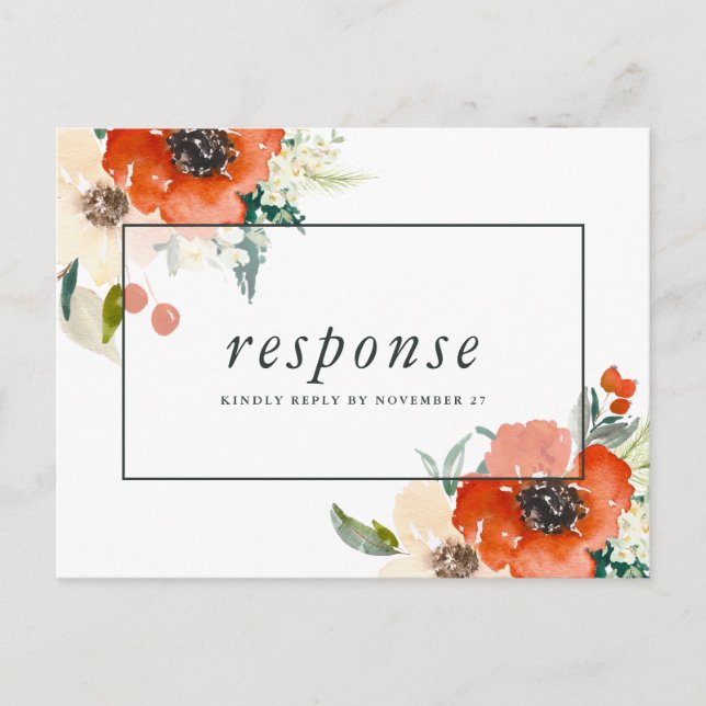 Invitation Carte Postale Traditions élégantes RSVP florale avec choix de re (Devant)