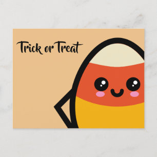 Invitation Carte Postale Trick ou traitement - Halloween - Oeuf Candy Corn
