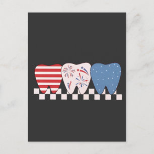 Invitation Carte Postale Trois Dents Conception Graphique 4 Juillet