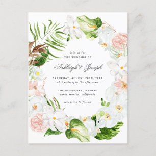 Invitation Carte Postale Tropical Floral Greenery Mariage
