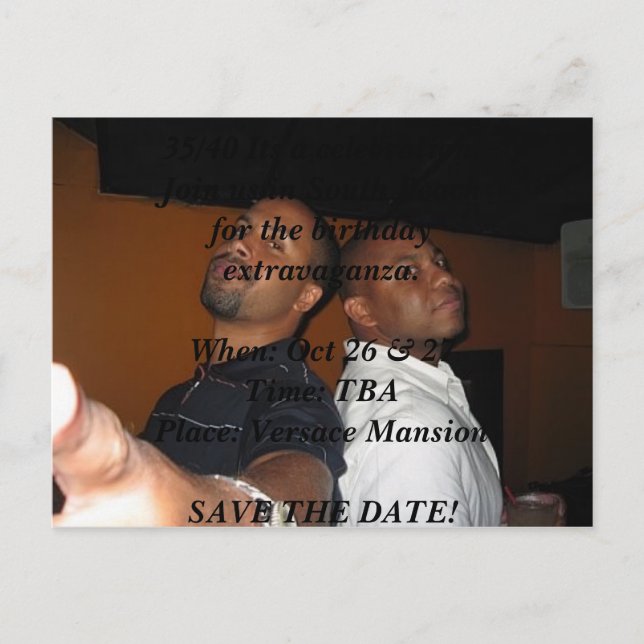 Invitation Carte Postale Tru et kenny, 35/40 C'est une fête. Rejoins-nous.. (Devant)