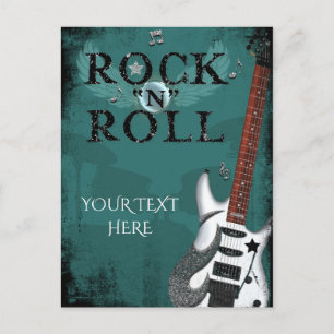 Invitation Carte Postale Turquoise Rock N Roll Star Anniversday Party Event