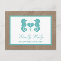 Turquoise Seahorse Burlap Beach Wedding Collection
