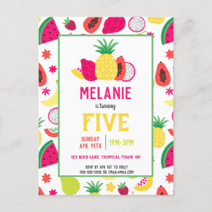 Invitation Carte Postale Tutti Frutti Fruit Tropical Anniversaire