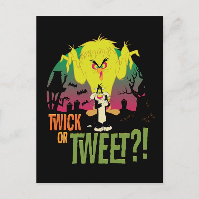 Invitation Carte Postale "Twick or Tweet" TWEETY™ & SYLVESTER™ (Devant)