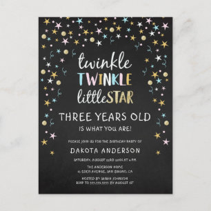 Invitation Carte Postale Twinkle Little Star 3 Ans Est Ce Que Vous Êtes!