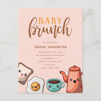 Invitation Carte Postale Typographie moderne Kawaii Baby Brunch