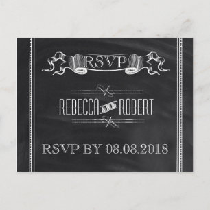 Invitation Carte Postale Typographie vintage Chalkboard mariage rsvp