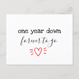 Invitation Carte Postale un an plus tard. pour toujours aller 1er anniversa
