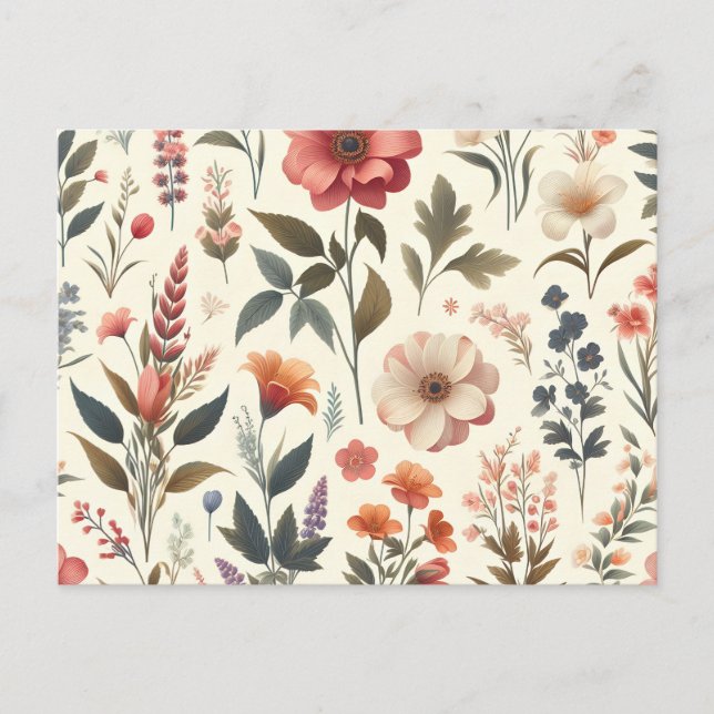 Invitation Carte Postale un arrière - plan blanc avec un bouquet de fleurs (Devant)