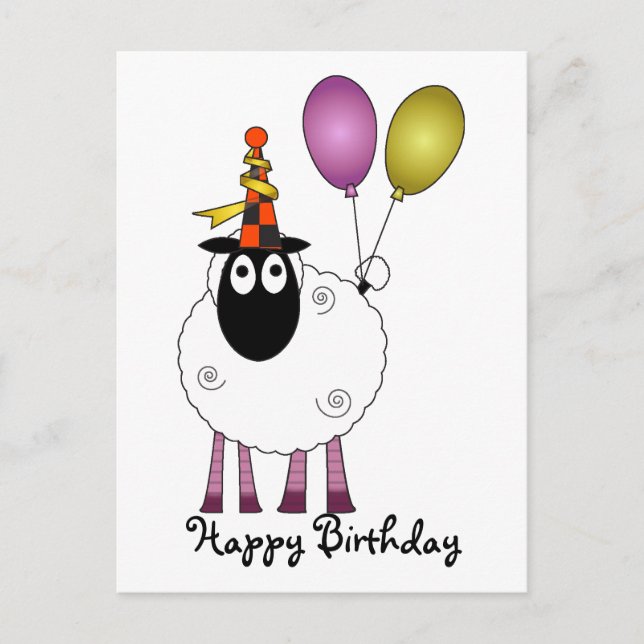 Invitation Carte Postale Un mouton mignon à l'heure de la fête. (Devant)