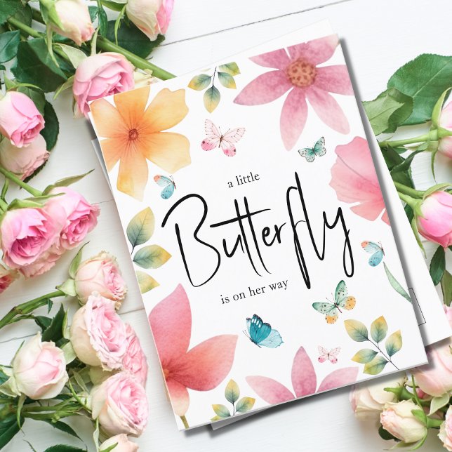 Invitation Carte Postale Un petit Baby shower papillon (Créateur téléchargé)