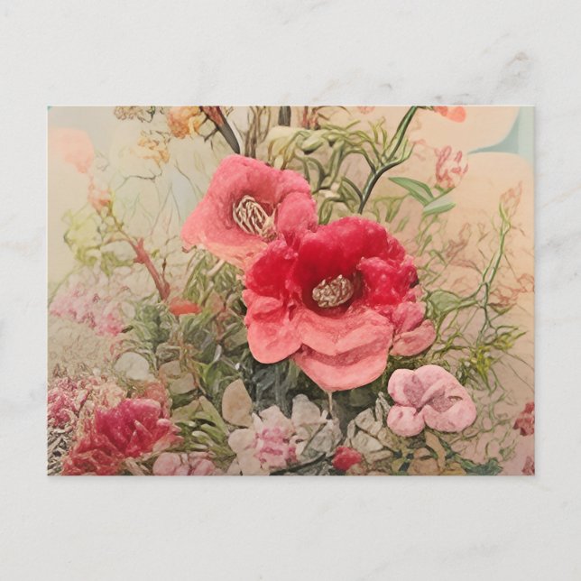 Invitation Carte Postale un vase rempli de fleurs sur une table (Devant)