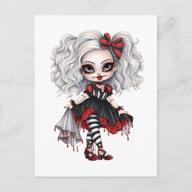 Invitation Carte Postale Une collection de designs Halloween de fille migno (Devant)