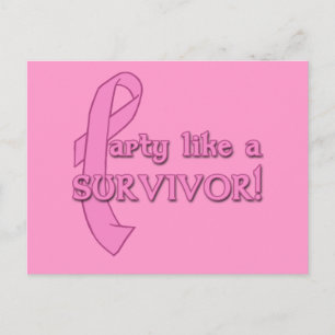 Invitation Carte Postale Une fête comme un survivant avec du ruban rose
