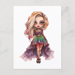 Invitation Carte Postale Une mignonne fille Halloween collection de design