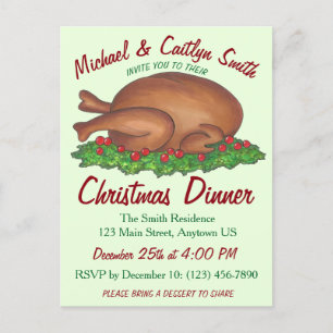 Invitation Carte Postale Vacances Turquie Noël Thanksgiving Dîner