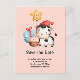Invitation Carte Postale Vache souriante mignonne adorable Anniversaire Enr