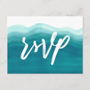 Invitation Carte Postale Vague de peinture à l'aquarelle sarcelle ombrée   