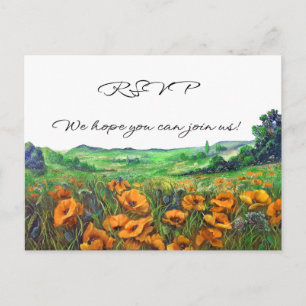 Invitation Carte Postale Vallée Californie Paysage de Poppies Floral RSVP