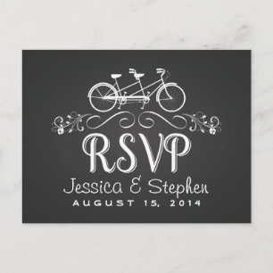 Invitation Carte Postale Vélo Tandem RSVP pour deux tableaux de bord Répons