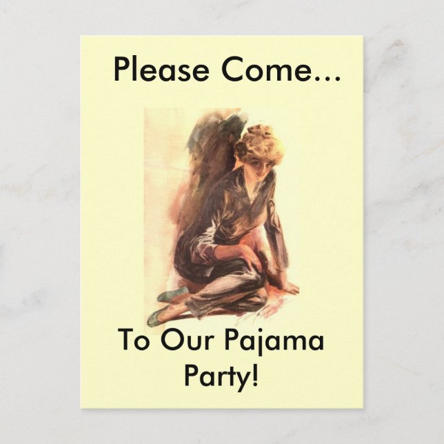 Invitation Carte Postale Venez... À Notre Fête Du Pyjama ! (Devant)