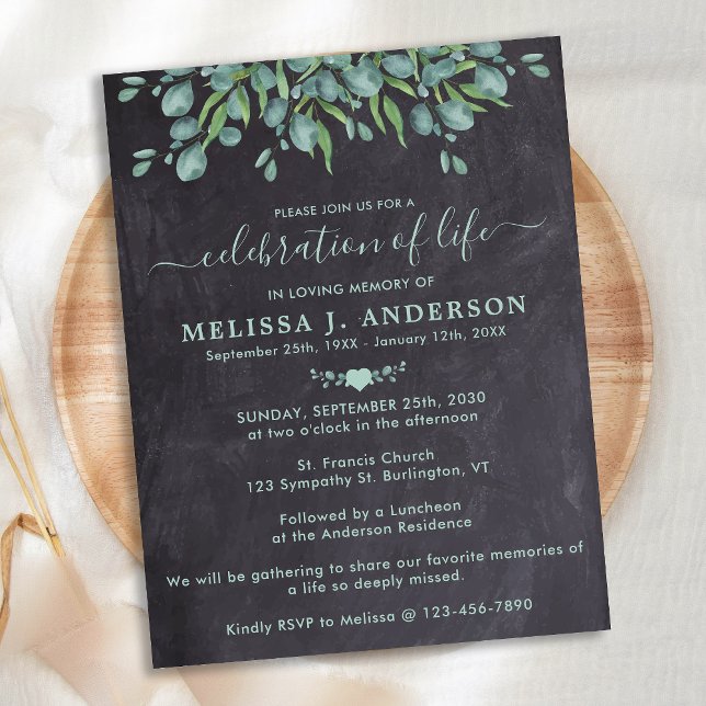 Invitation Carte Postale Verdure Rustique Eucalyptus Célébration De La Vie (Créateur téléchargé)
