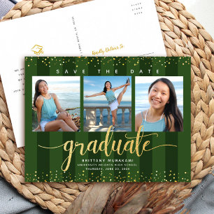 Invitation Carte Postale Vert enregistrer la date graduation photo parties 