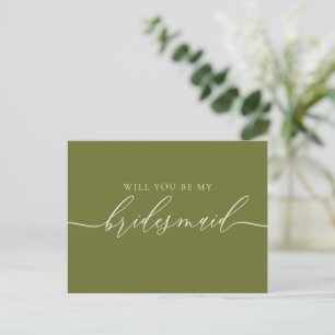 Invitation Carte Postale Vert olive Robe de demoiselle d'honneur Flowing Sc