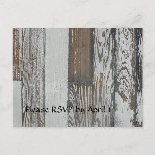 Invitation Carte Postale Vieux bois RSVP