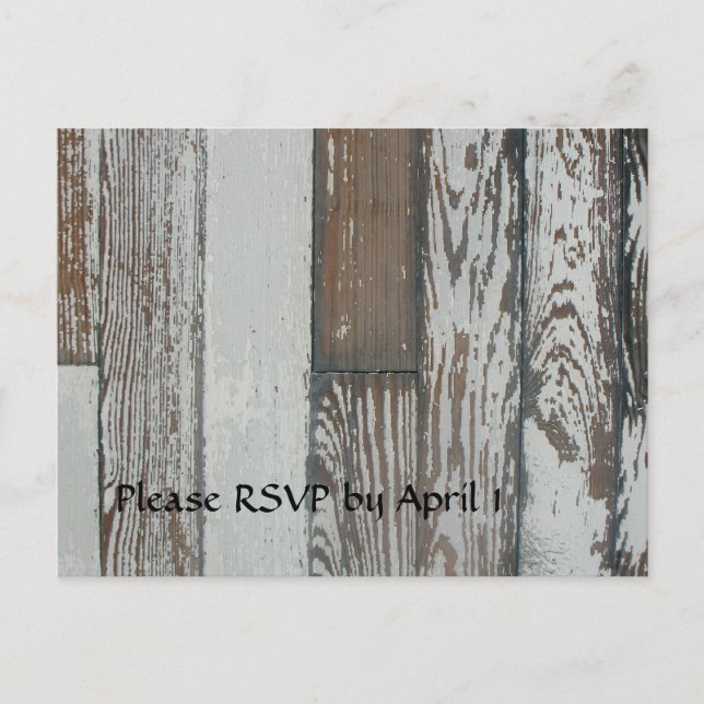 Invitation Carte Postale Vieux bois RSVP (Devant)