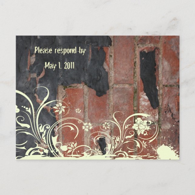 Invitation Carte Postale Vieux rouge brique rsvp (Devant)