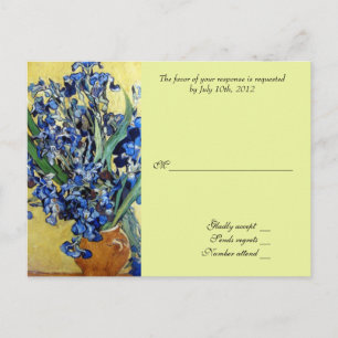 Invitation Carte Postale Vincent van Gogh, iris bleus en arrière - plan jau