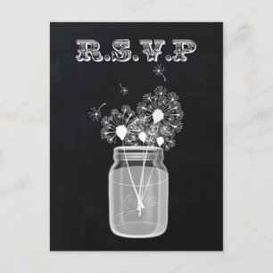 Invitation Carte Postale Vintage Chalkboard Mason Jar floral rsvp