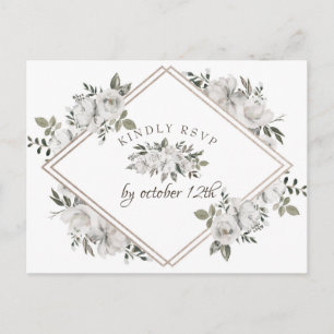 Invitation Carte Postale Vintage Cherish Floral Diamant Choix de Repas RSVP