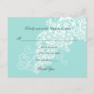 Invitation Carte Postale Vintage Elegant Boho Floral Paisley Wedding RSVP