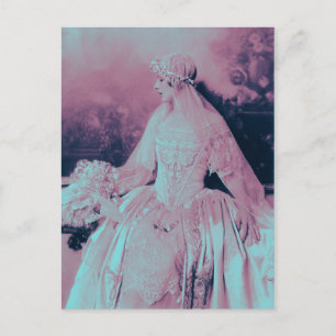 Invitation Carte Postale Vintage Victorien rose & bébé Blue Bride, Douche