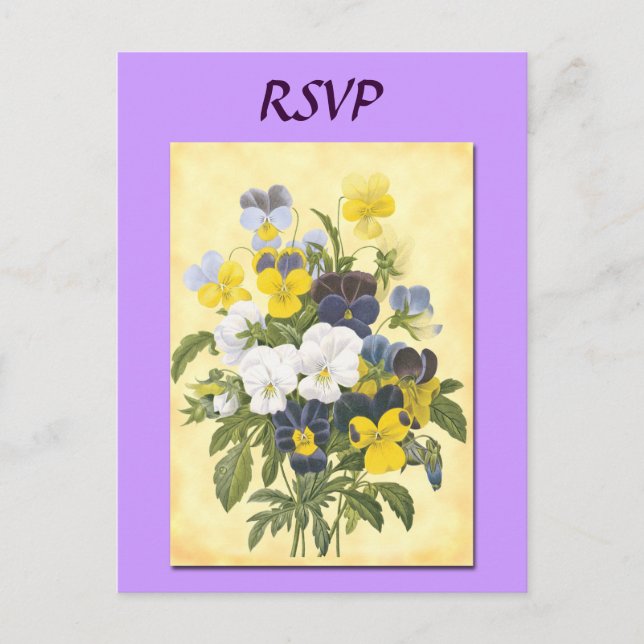 Invitation Carte Postale Violets botaniques RSVP personnalisésCarte postale (Devant)