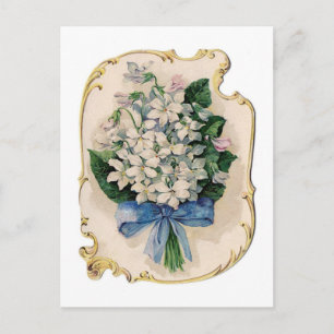 Invitation Carte Postale Violettes blanches vintages