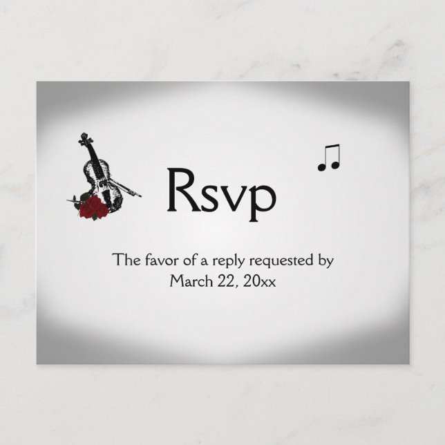 Invitation Carte Postale Violon Musique RSVP Diner Choix (Devant)