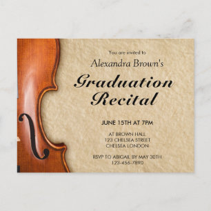 Invitation Carte Postale Violoniste Musicien Classique Récital de Remise de