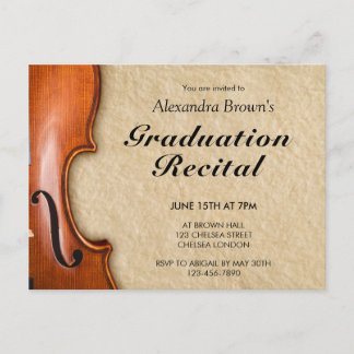 Invitation Carte Postale Violoniste Musicien Classique Récital de Remise de