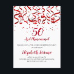 Invitation Carte Postale Virtual 50th Birthday Party Red Streamers<br><div class="desc">Une 50 et phénoménale invitation de fête d'anniversaire en ligne virtuelle mettant en vedette des banderoles rouges vibrantes et des confettis rouges. Personnaliser pour tout âge anniversaire. Célébrez votre fête en ligne.</div>