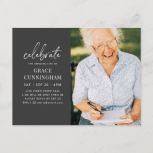 Invitation Carte Postale Virtual Celebrate the Extraordinaire Life Modern P