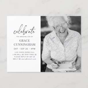 Invitation Carte Postale Virtual Celebrate the Extraordinaire Life Modern P