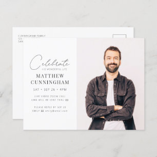 Invitation Carte Postale Virtuel Célébrer sa vie Photo simple moderne